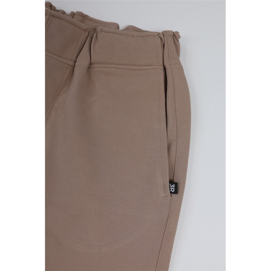 Spodnie męskie CASUAL beżowe z prostą nogawką i regulacją w pasie