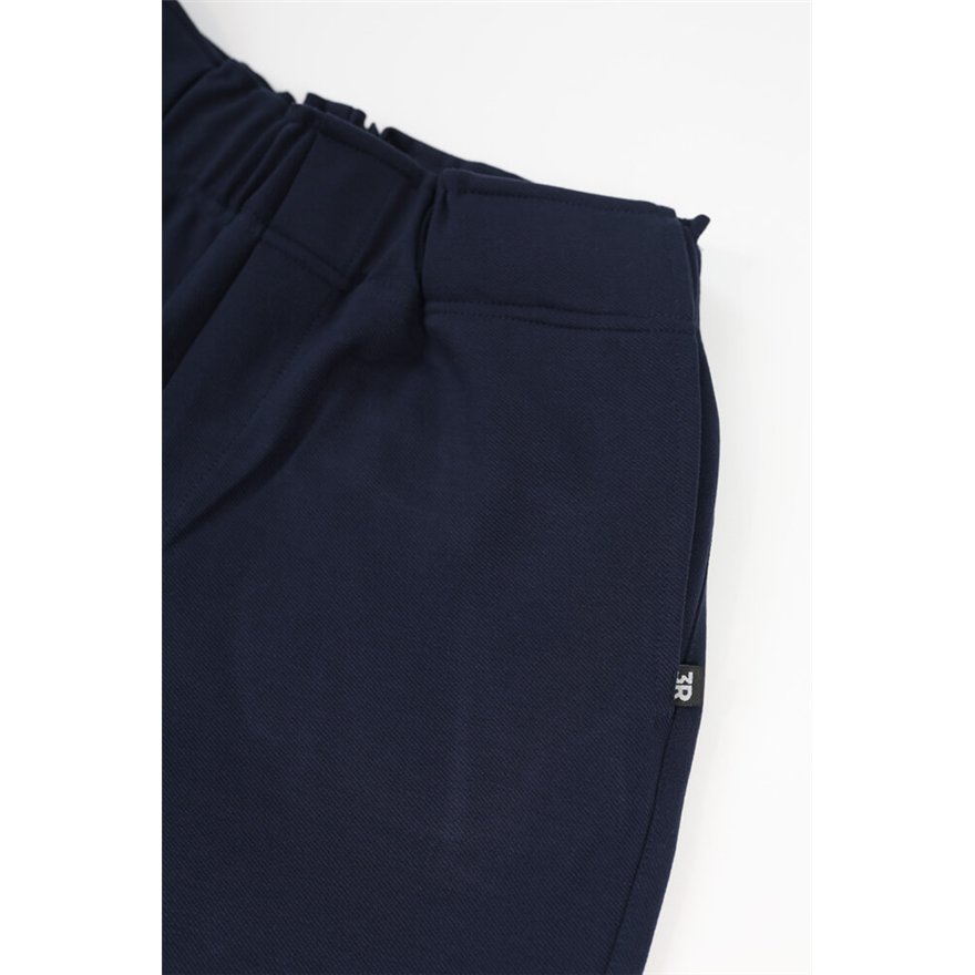 Spodnie męskie CASUAL granatowe z prostą nogawką i regulacją w pasie