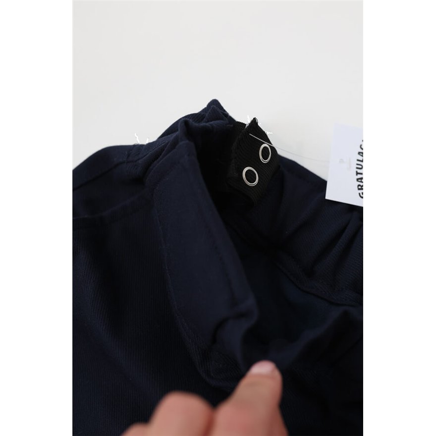 Spodnie męskie CASUAL granatowe z prostą nogawką i regulacją w pasie