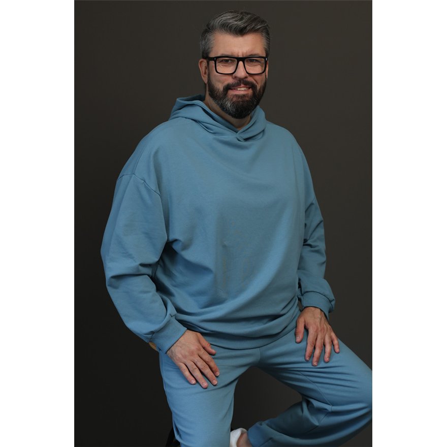 Bluza męska MOVE niebieska na meszku z ukryta kieszenią na telefon