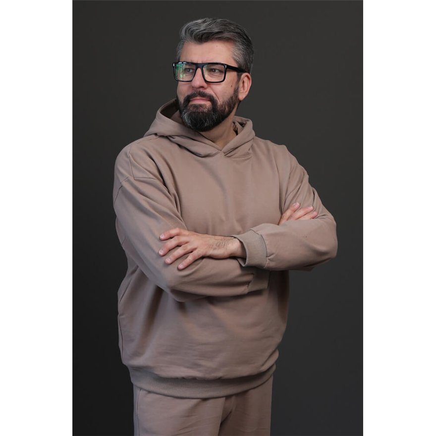 Bluza męska MOVE beżowa na meszku z ukryta kieszenią na telefon