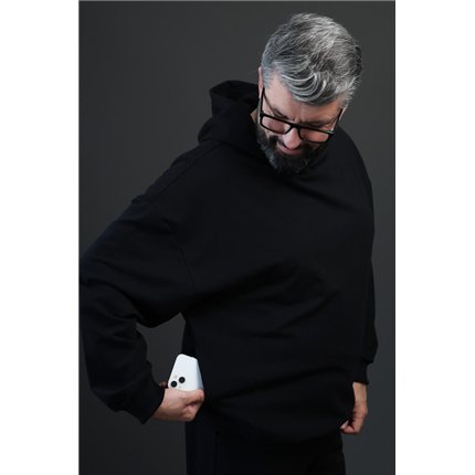 Bluza męska MOVE czarna na meszku z ukryta kieszenią na telefon