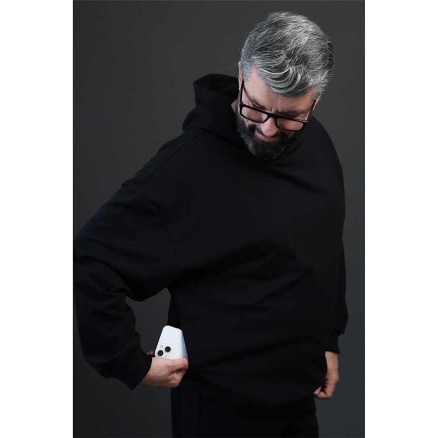 Bluza męska MOVE czarna na meszku z ukryta kieszenią na telefon