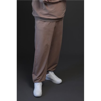 Spodnie ocieplane męskie MOVE beżowe na meszku ze ściągaczami regulowane w pasie