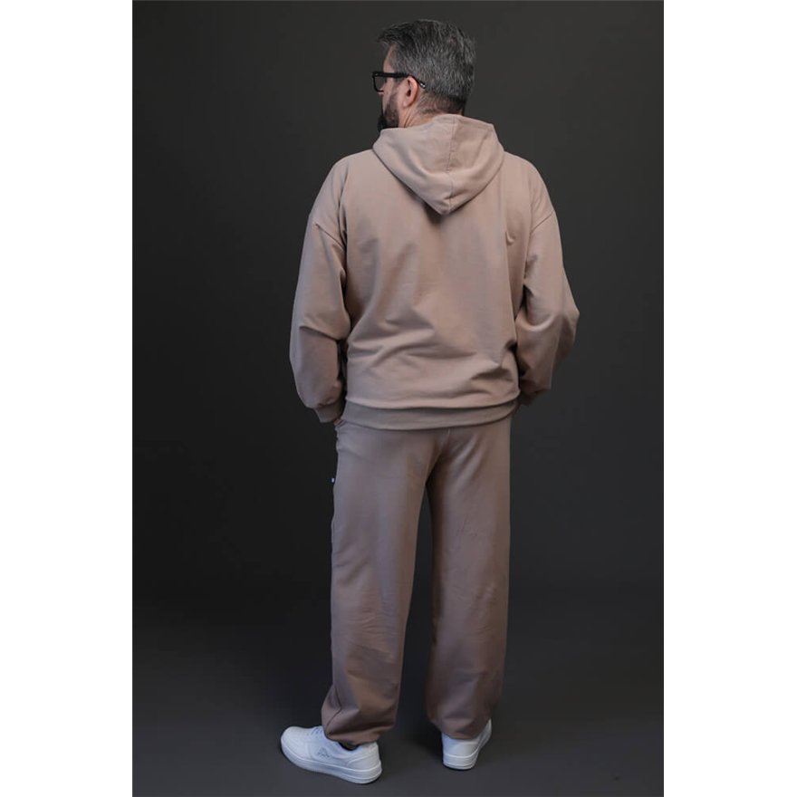 Spodnie ocieplane męskie MOVE beżowe na meszku ze ściągaczami regulowane w pasie