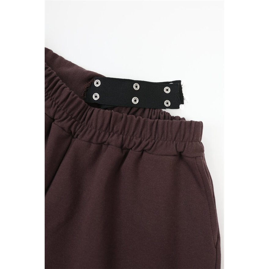 Spodnie ocieplane męskie BEAT brązowe na meszku, proste nogawki, wysoki stan, regulowane w pasie