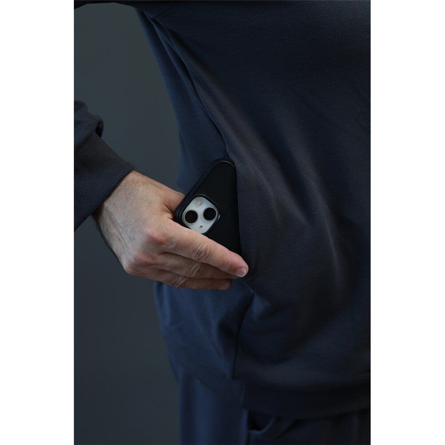 Bluza męska BEAT grafitowa na meszku z ukrytą kieszenią na telefon