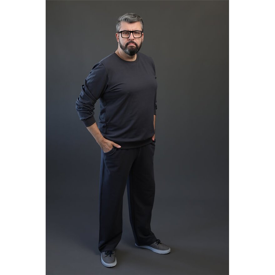 Bluza męska BEAT grafitowa na meszku z ukrytą kieszenią na telefon