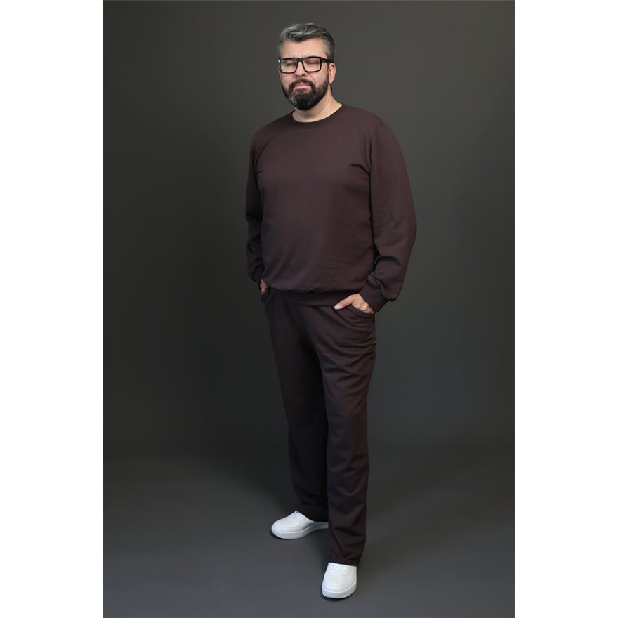 Bluza męska BEAT brązowa na meszku z ukrytą kieszenią na telefon