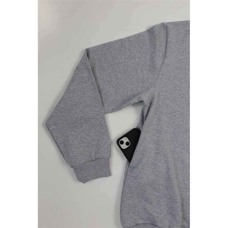 Bluza męska BEAT szara na meszku z ukrytą kieszenią na telefon